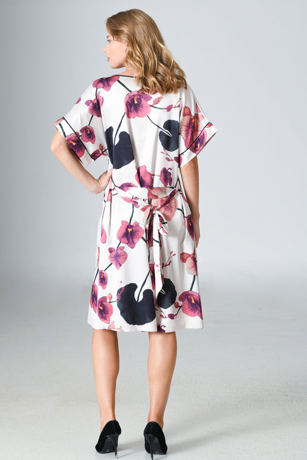 Woman Satin Big Size Floral Dress