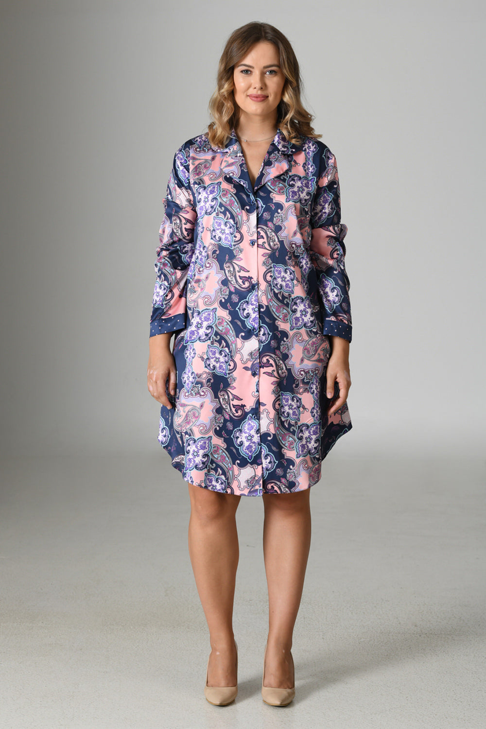 Woman Satin Exclusive Big Size Ethnic Shirt