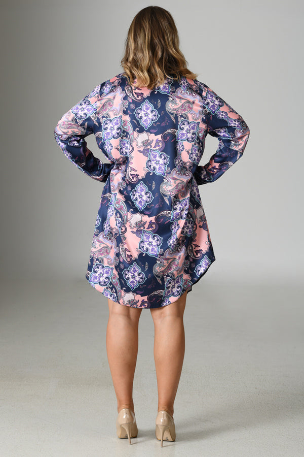 Woman Satin Exclusive Big Size Ethnic Shirt