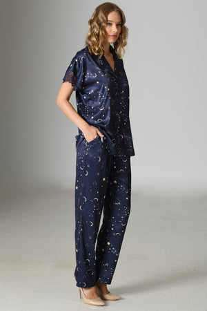 KADIN SATEN PIJAMA TAKIM 161091 - Vienetta1.GrupY.LACIVERT