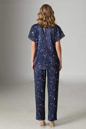 KADIN SATEN PIJAMA TAKIM 161091 - Vienetta1.GrupY.LACIVERT