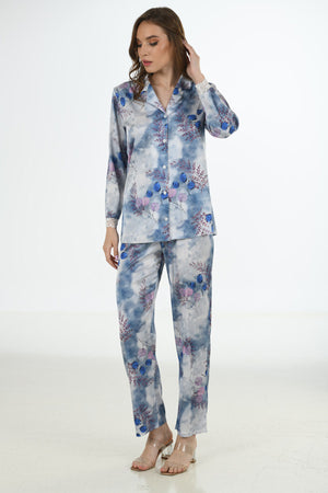 Woman Satin Ocean Pyjama Set