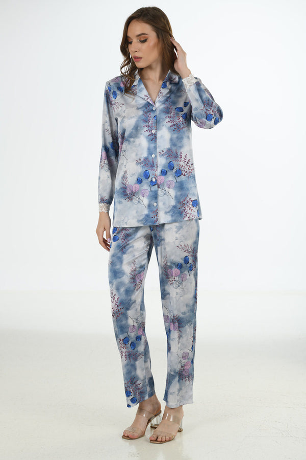 Woman Satin Ocean Pyjama Set