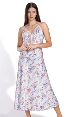 Woman Exclusive Satin White Flowa Tunic