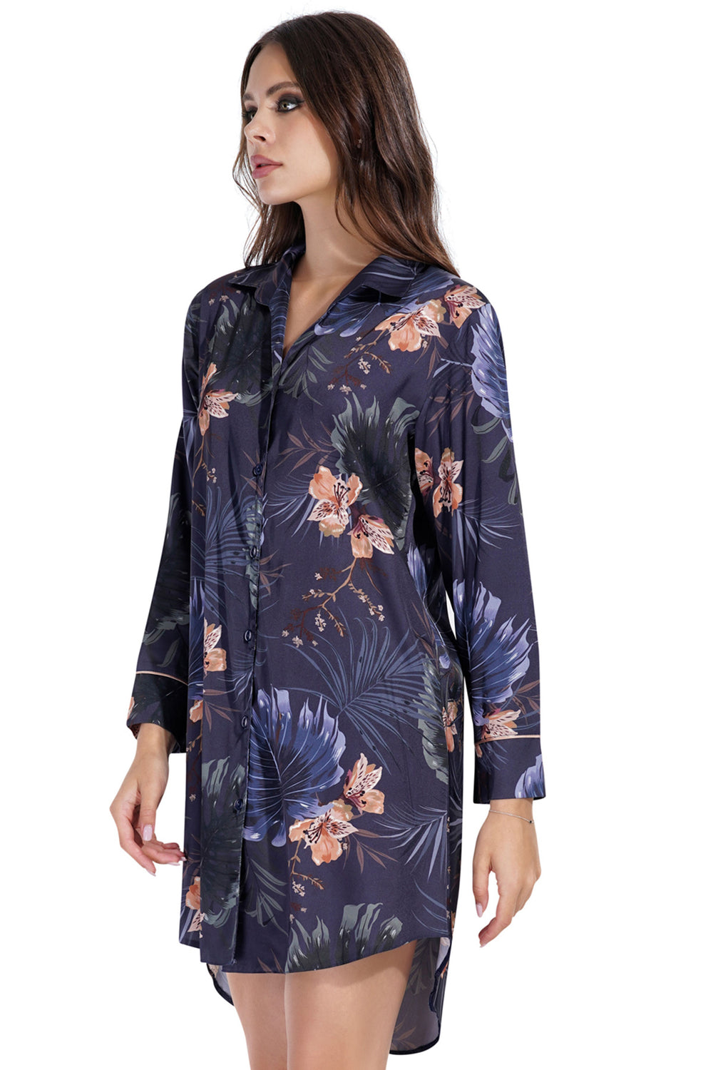 Woman Exclusive Satin Blues Flow Shirt - Vienetta1.GrupDRESS BLUES