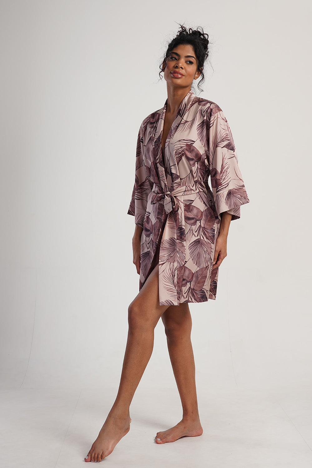 Woman Satin Brownie Dressing Gown