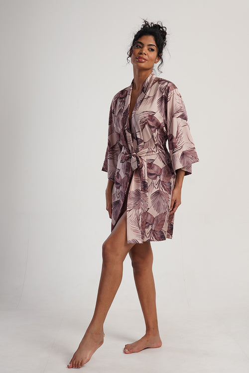 Woman Satin Brownie Dressing Gown