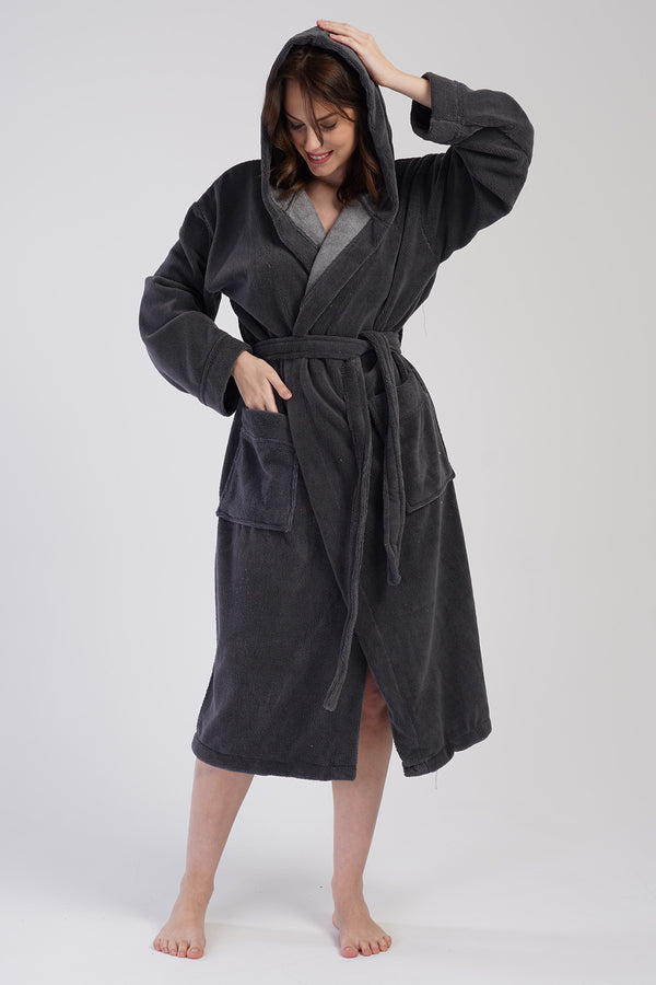 KADIN KAPISONLU UZUN BOY BORNOZ 161702 - Vienetta1.GrupANTRASIT