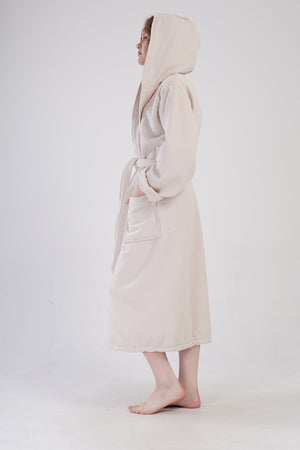 Woman Waffle More Hoodie Detail Bathrobe