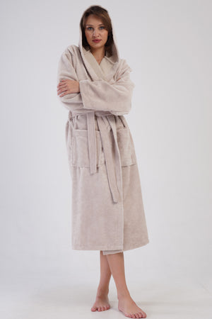Woman Triga Beige Hoodie Detail Bathrobe