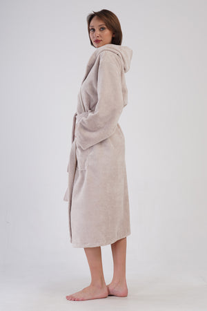 Woman Triga Beige Hoodie Detail Bathrobe