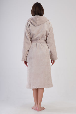 Woman Triga Beige Hoodie Detail Bathrobe