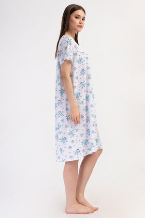 Woman Cotton Picen Grandma Nightgown
