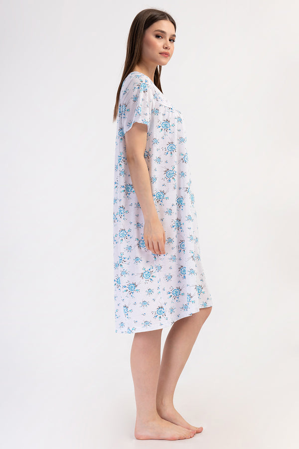Woman Cotton Picen Grandma Nightgown