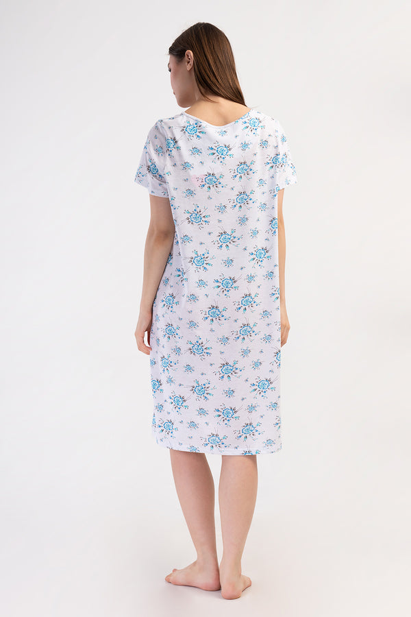 Woman Cotton Picen Grandma Nightgown
