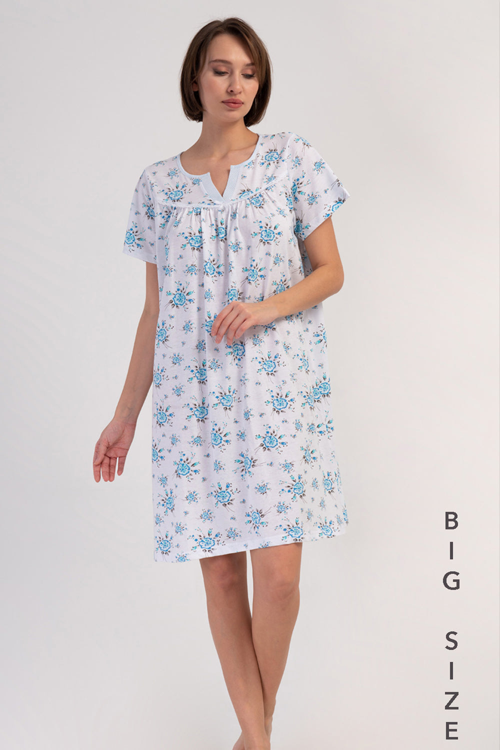Woman Cotton Big Size Avore Grandma Nightgown