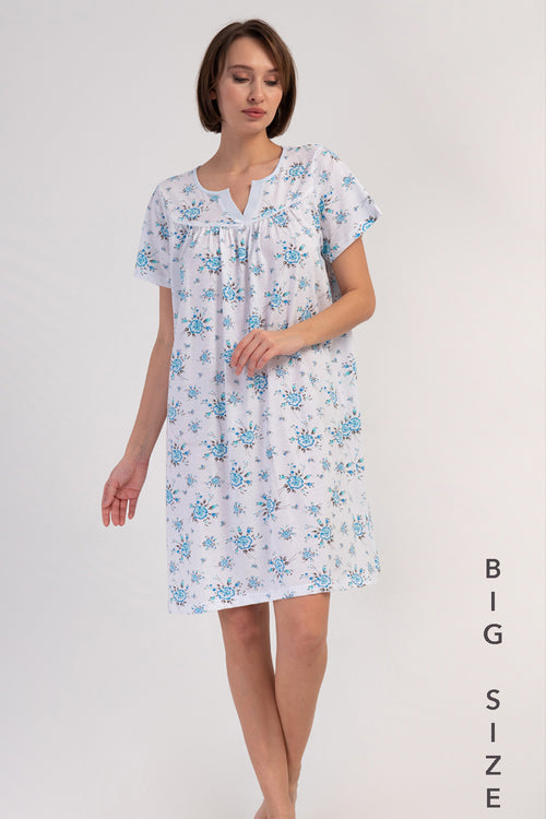 Woman Cotton Big Size Avore Grandma Nightgown