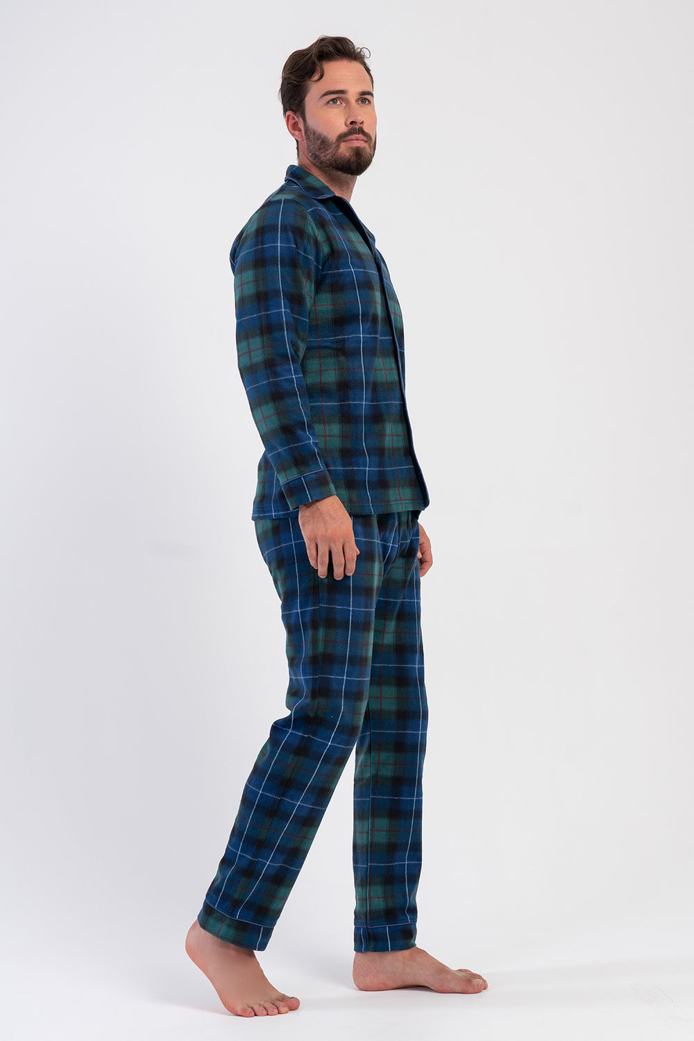 ERKEK POLAR TAMAMI DUGMELI UZUN KOL PIJAMA TAKIM