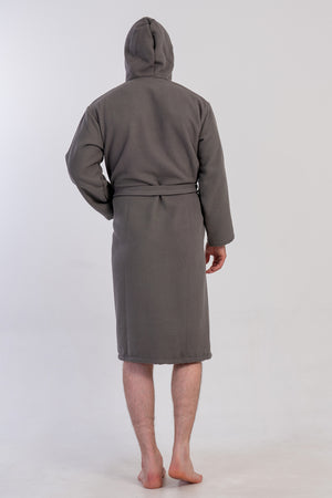 Man Waffle Hoodie Detail Bathrobe