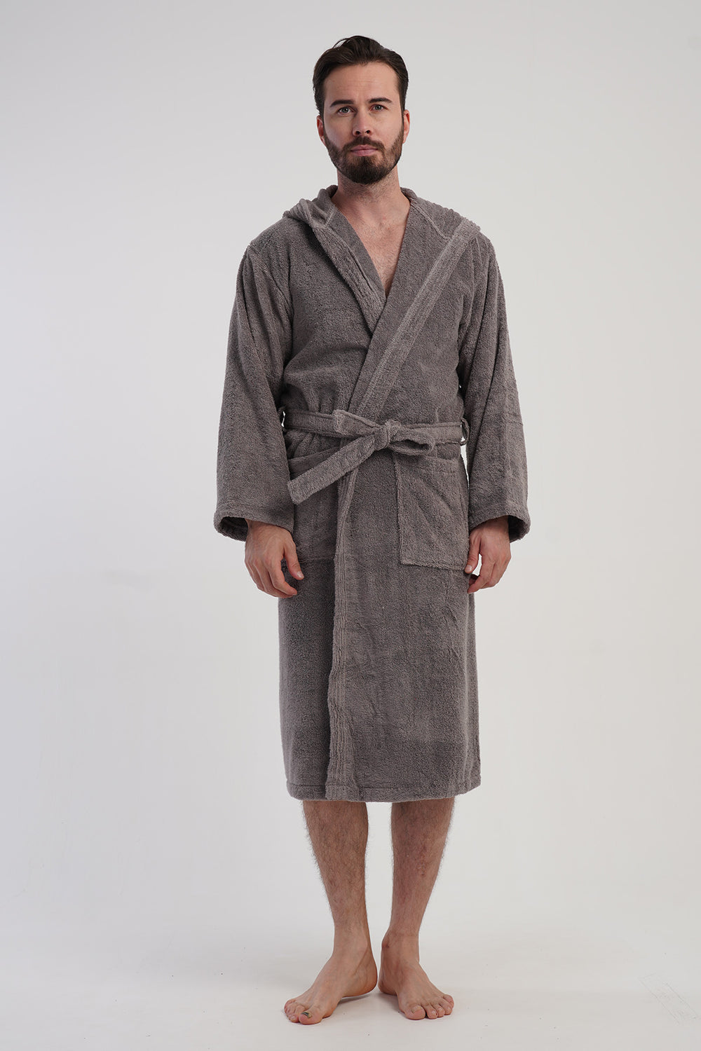 ERKEK HAVLU BUKLE KAPSONLU UZUN KOL UZUN BORNOZ 161875 - Vienetta1.GrupGRI