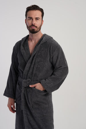 ERKEK HAVLU BUKLE KAPSONLU UZUN KOL UZUN BORNOZ 161875 - Vienetta1.GrupANTRASIT