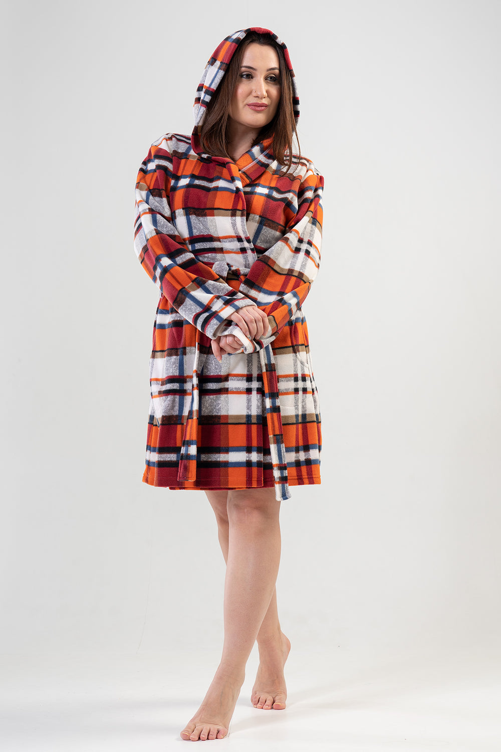 KADIN POLAR XXL KAPSONLU UZUN KOL KISA SABAHLIK 201005 - Vienetta1.GrupKAHVE