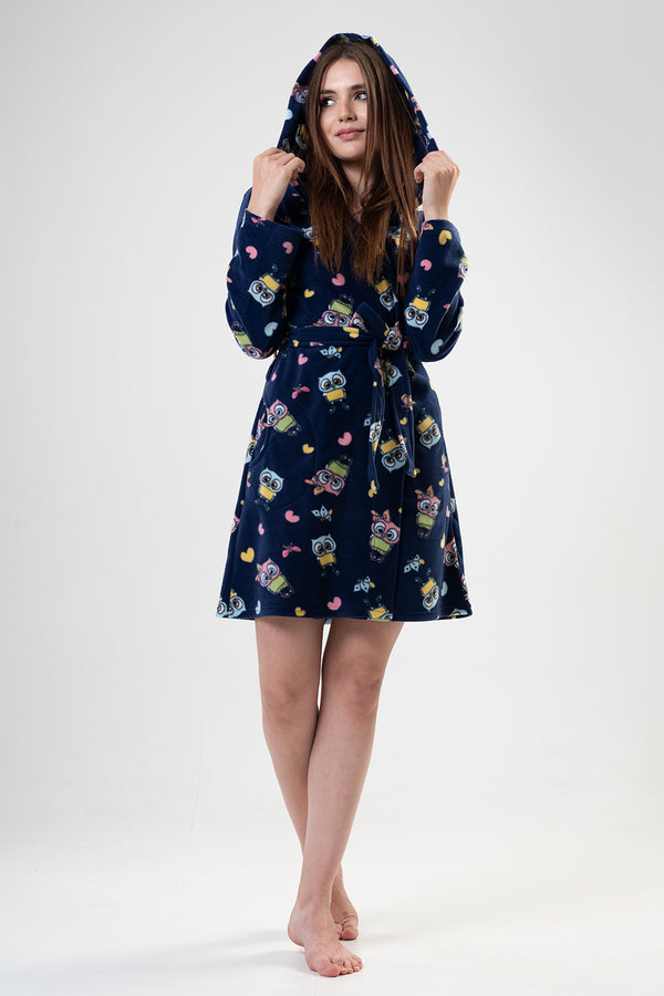 KADIN POLAR KAPSONLU CEPLI KISA SABAHLIK 201008 - Vienetta1.GrupGRAY MELANGE