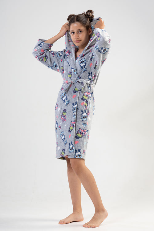 KIZ COCUK POLAR KAPSONLU CEPLI SABAHLIK 201011 - Vienetta1.GrupGRAY MELANGE