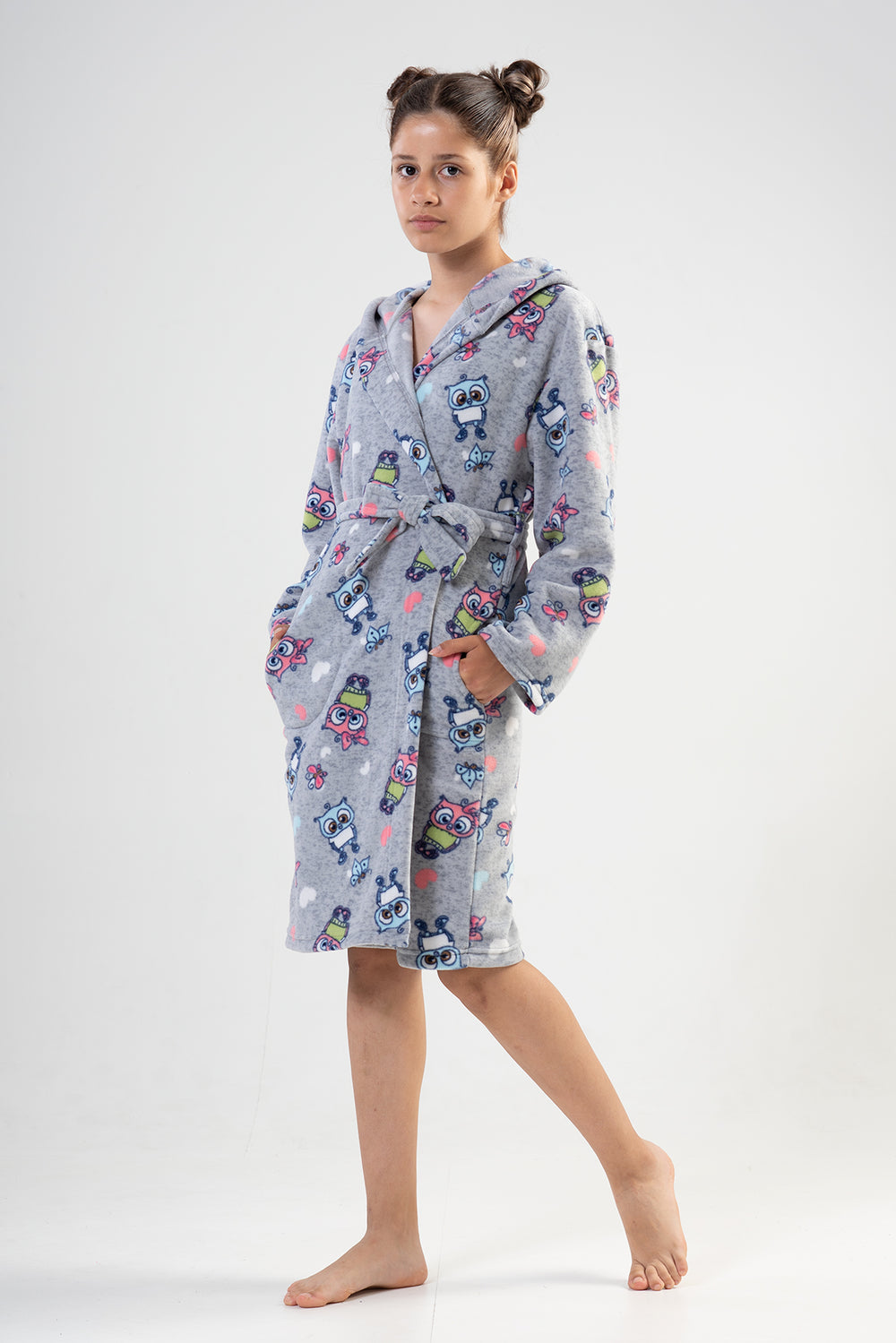 KIZ COCUK POLAR KAPSONLU CEPLI SABAHLIK 201011 - Vienetta1.GrupGRAY MELANGE