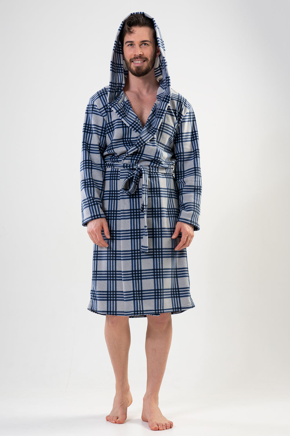 Man Fleece Plaid Dressing Gown