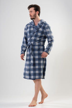 Man Fleece Plaid Dressing Gown