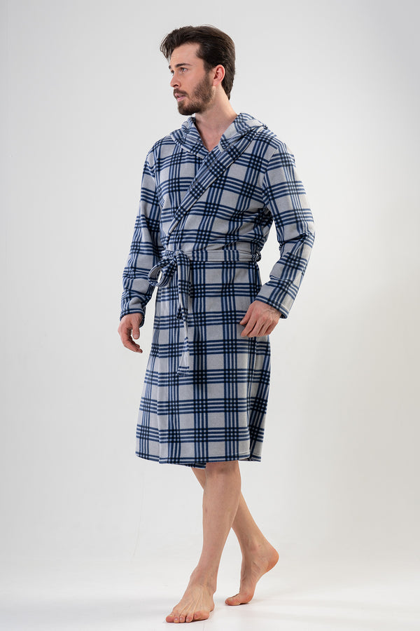 Man Fleece Plaid Dressing Gown