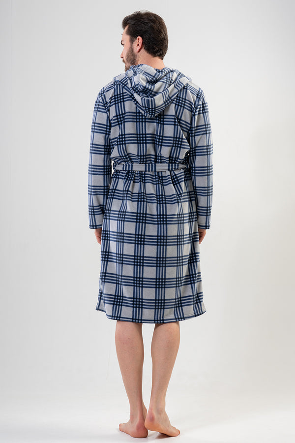 Man Fleece Plaid Dressing Gown