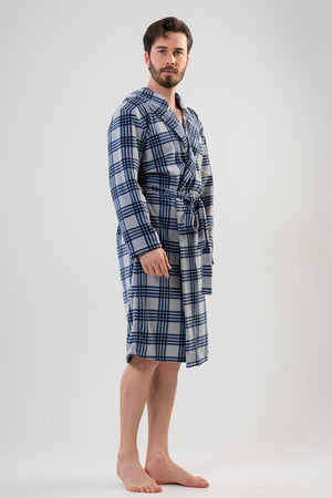 Man Fleece Plaid Dressing Gown