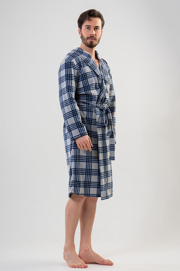 Man Fleece Plaid Dressing Gown