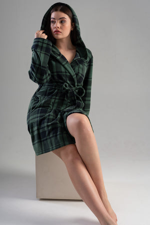 Woman Black and Khaki Dressing Gown