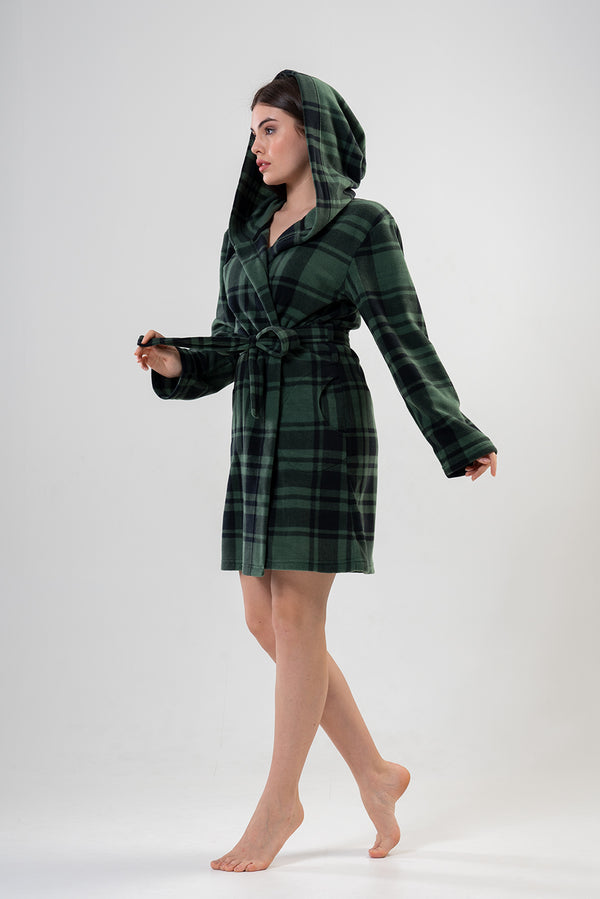 Woman Black and Khaki Dressing Gown
