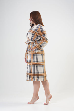 KADIN POLAR XXL SAL YAKA UZUN KOL UZUN CEPLI SABAHLIK 201035 - Vienetta1.GrupBROWN