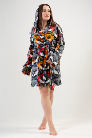 Woman Big Size Dark Winter Dressing Gown