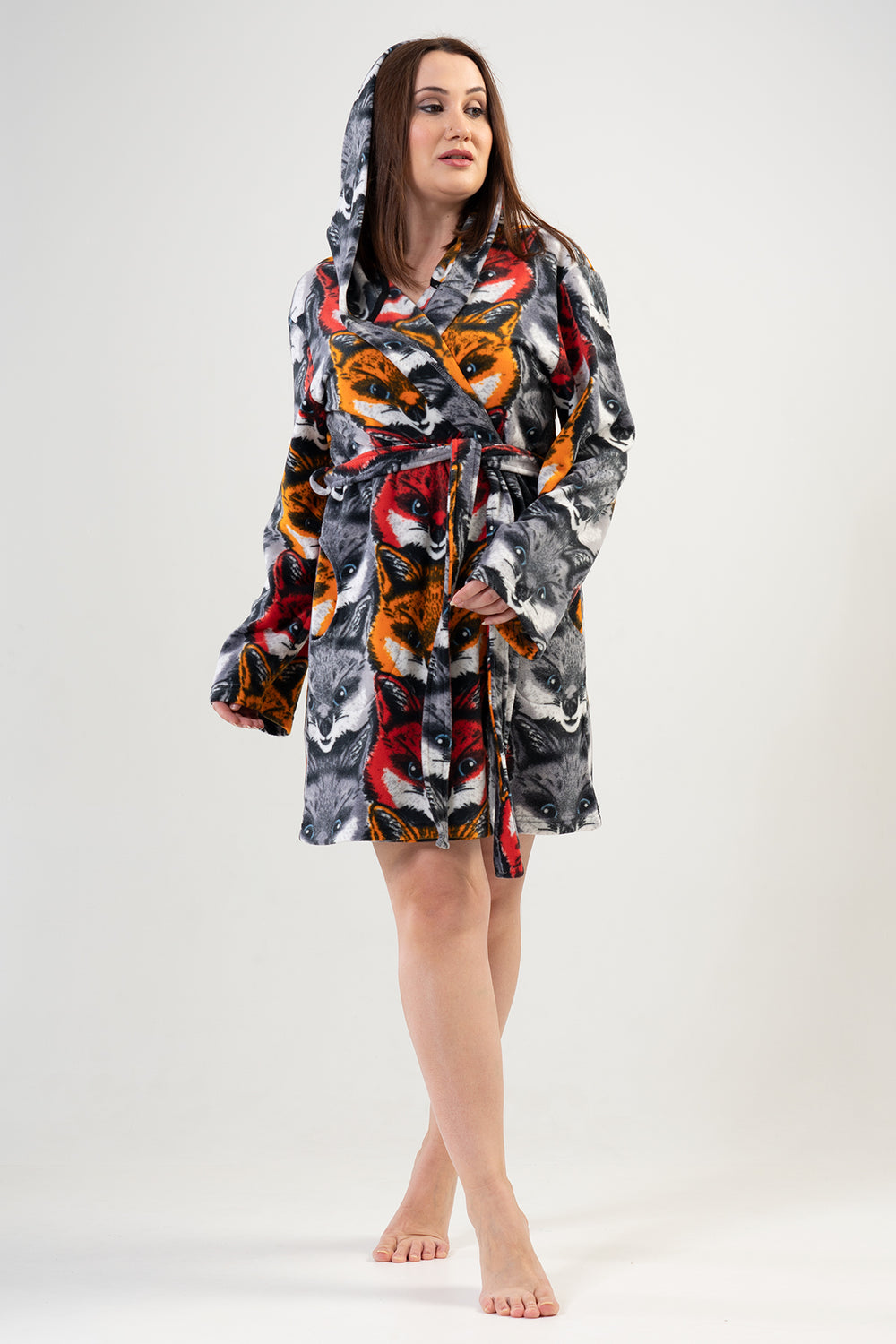 KADIN POLAR XXL KAPSONLU UZUN KOL KISA SABAHLIK 201040 - Vienetta1.GrupGRI