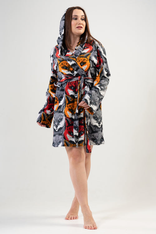 KADIN POLAR XXL KAPSONLU UZUN KOL KISA SABAHLIK 201040 - Vienetta1.GrupGRI