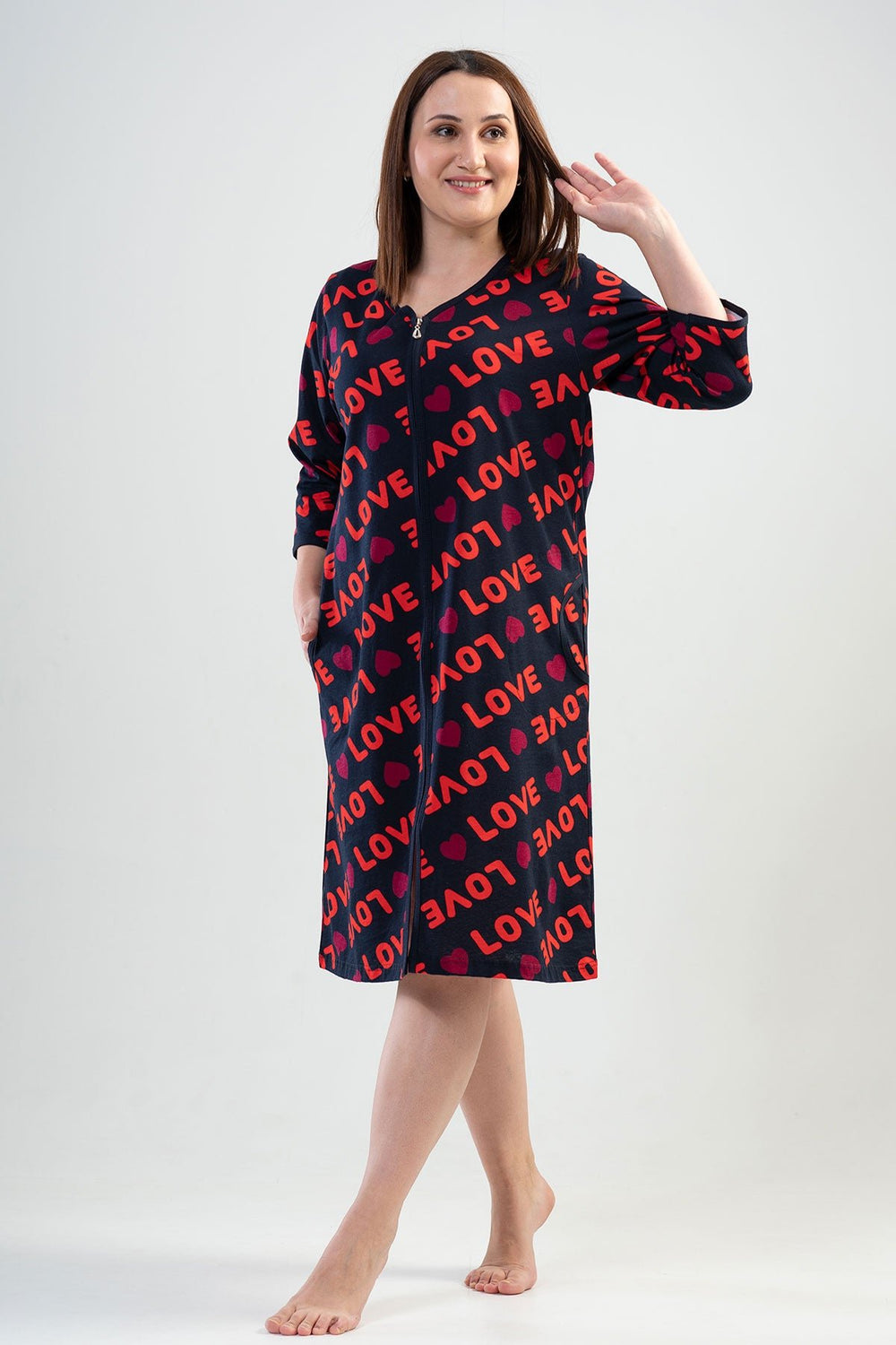 KADIN SUPREM XXL 3/4KOL EV ELBISESI 201074 - Vienetta1.GrupY.LACIVERT