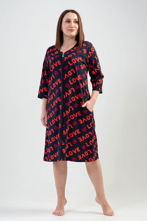 Woman Big Size Love You Home Dress
