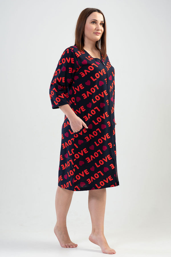 Woman Big Size Love You Home Dress