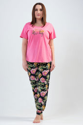 KADIN SUPREM XXL KISA KOL PIJAMA TAKIM 201105 - Vienetta1.GrupSWEETPINK