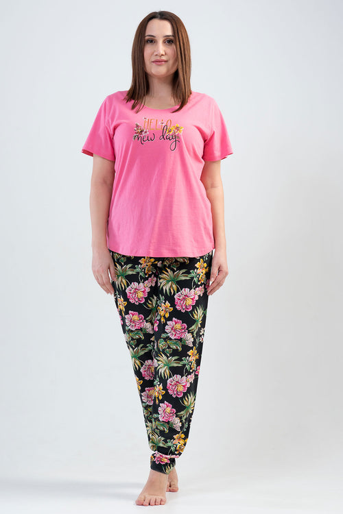 KADIN SUPREM XXL KISA KOL PIJAMA TAKIM 201105 - Vienetta1.GrupSWEETPINK