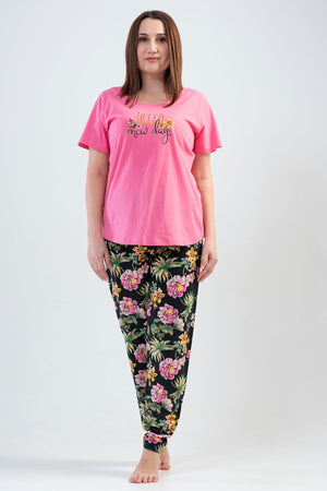 KADIN SUPREM XXL KISA KOL PIJAMA TAKIM 201105 - Vienetta1.GrupSWEETPINK