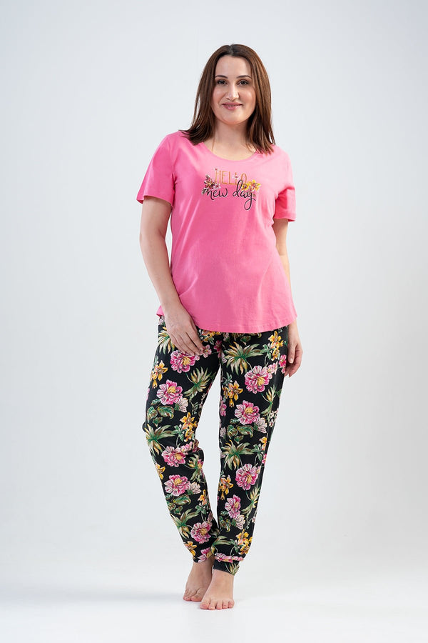 KADIN SUPREM XXL KISA KOL PIJAMA TAKIM 201105 - Vienetta1.GrupSWEETPINK