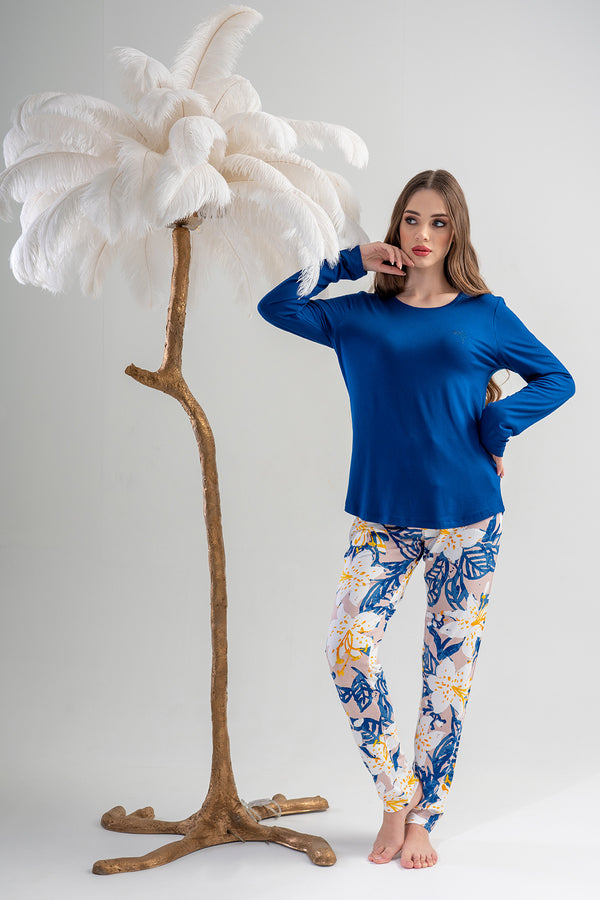 KADIN VISCON UZUN KOL PIJAMA TAKIM 202064 - Vienetta1.GrupINDIGO