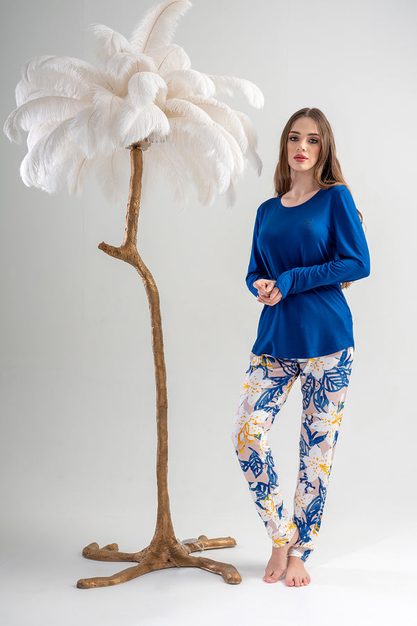 KADIN VISCON UZUN KOL PIJAMA TAKIM 202064 - Vienetta1.GrupINDIGO